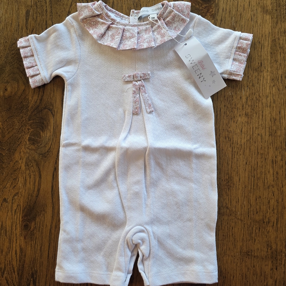 Bebe Sweeny Pink Ruffled Floral Dressy Romper